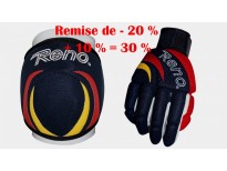 Pack gants & genouillères Reno TEX en marine & rouge & jaune